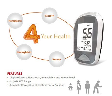 Monitor de glucosa y colesterol en sangre Bluetooth SIFHEALTH-2.6