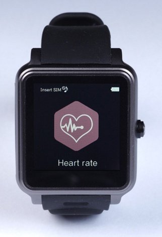 schwarzer Smart Watch Bluetooth-Schrittzähler mit Herzfrequenzsymbol