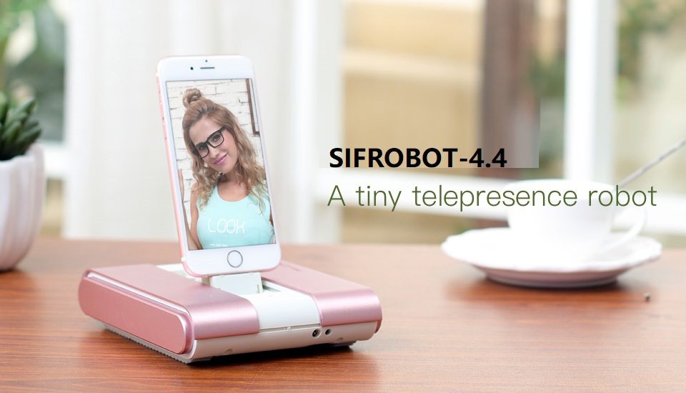 SIFROBOT-4.4 Tiny Telepresence Robot for Smartphones; Video Chat, Remote Control, Phone Charging and Crawl Motion tiny telepresence robot