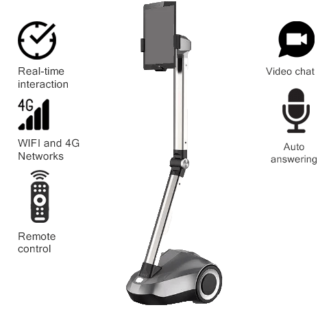 Telepresence Robot SIFROBOT-4.0 with a Stretchable Fixture Supports 8 and 10" Tablet main pic