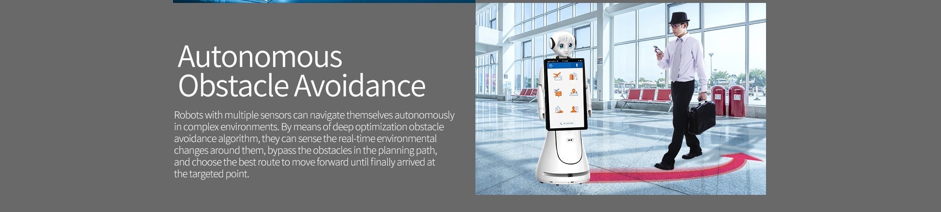 Intelligent Humanoid Reception Telepresence Robot SIFROBOT-5.0 autonomous obstacle avoidance