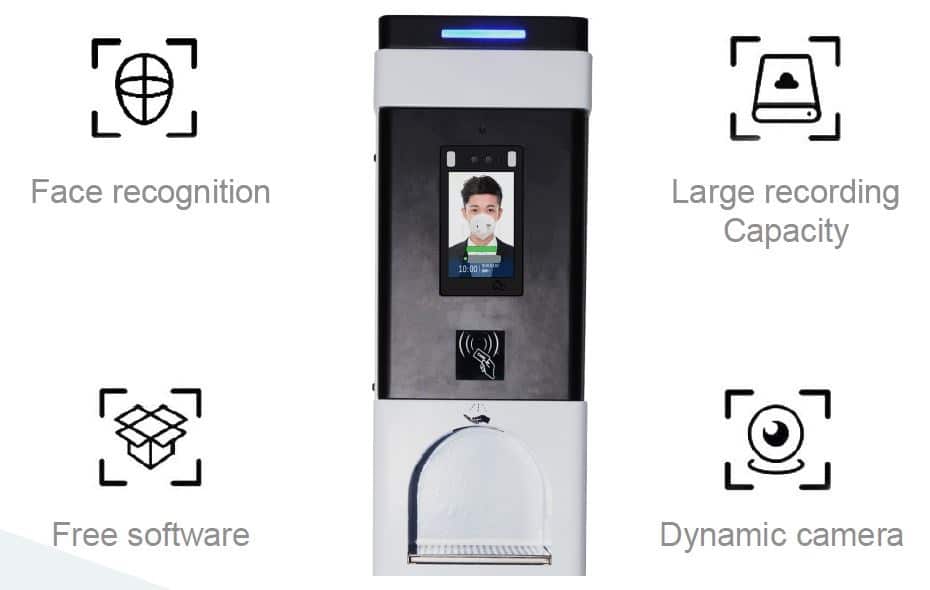 Temperature Checker and Touch-Free Hand Sanitizer Kiosk: SIFROBOT-7.73 temperature checking robot