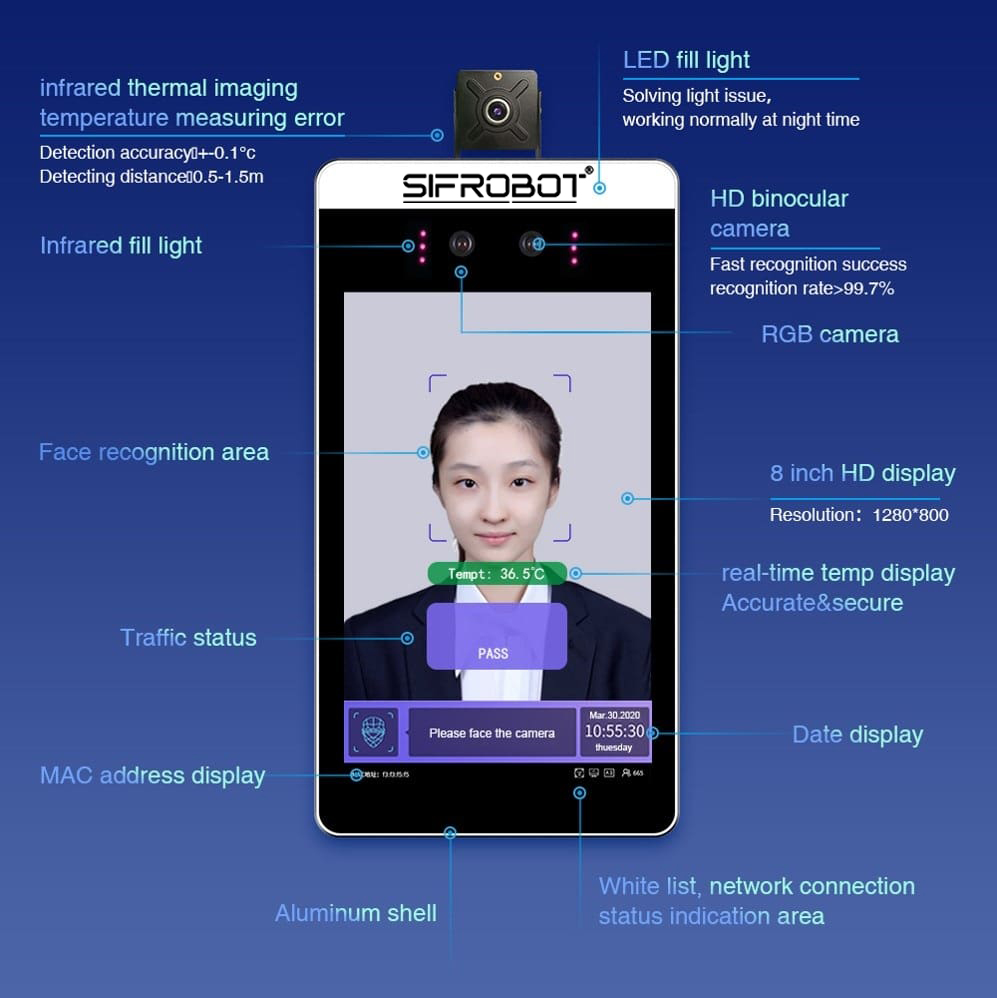 Stand Type Temperature Checker Robot: SIFROBOT-7.24