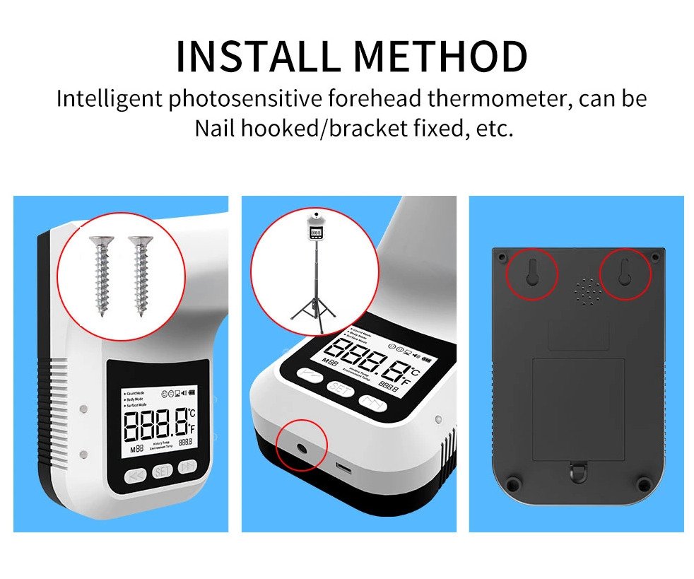 Wall-Mounted Intelligent Photosensitive Forehead Infrared Thermometer
