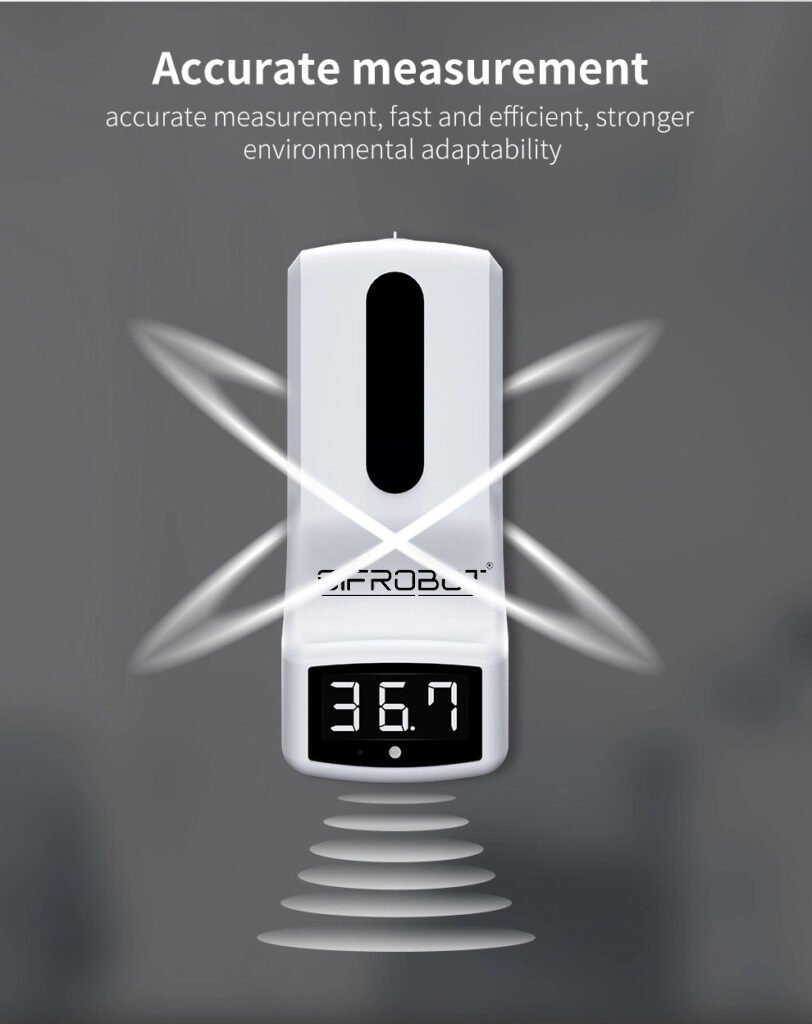 Wall-mounted Non-contact Thermometer and Hand Sanitizer Dispenser: SIFCLEANTEMP-1.0 accurate measurement
